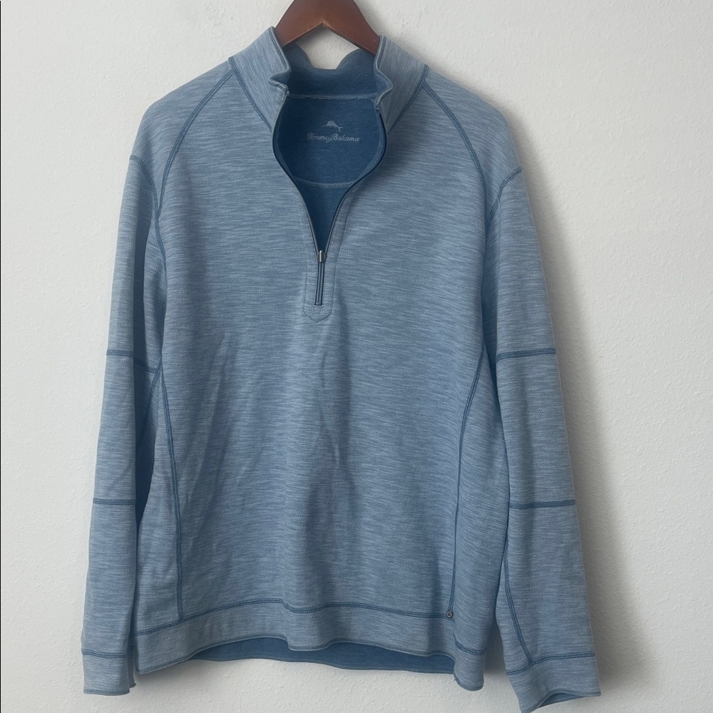 TOMMY BAHAMA Blue Reversible Quarter-Zip Sweatshirt